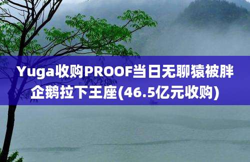 Yuga收购PROOF当日无聊猿被胖企鹅拉下王座(46.5亿元收购)