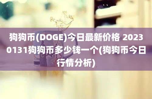 狗狗币(DOGE)今日最新价格 20230131狗狗币多少钱一个(狗狗币今日行情分析)