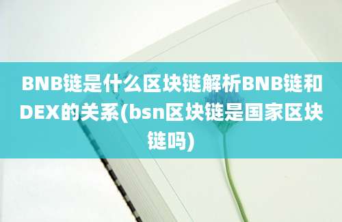 BNB链是什么区块链解析BNB链和DEX的关系(bsn区块链是国家区块链吗)