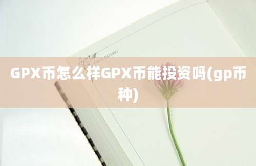 GPX币怎么样GPX币能投资吗(gp币种)