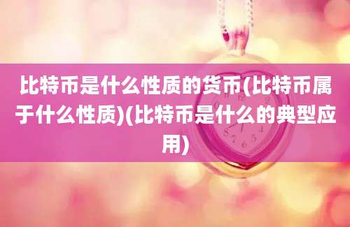 比特币是什么性质的货币(比特币属于什么性质)(比特币是什么的典型应用)