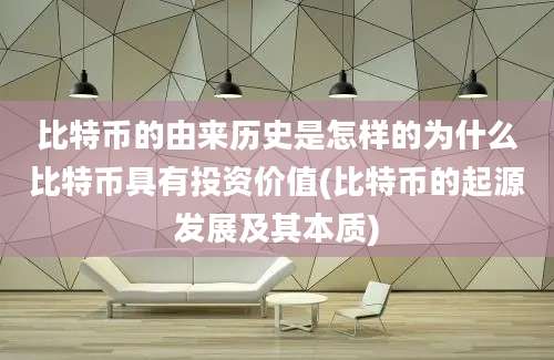 比特币的由来历史是怎样的为什么比特币具有投资价值(比特币的起源发展及其本质)