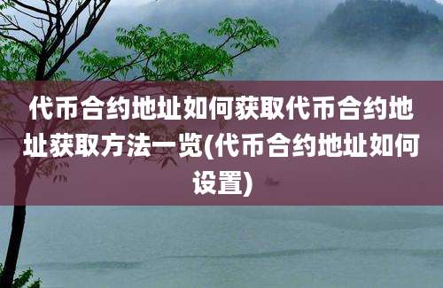 代币合约地址如何获取代币合约地址获取方法一览(代币合约地址如何设置)