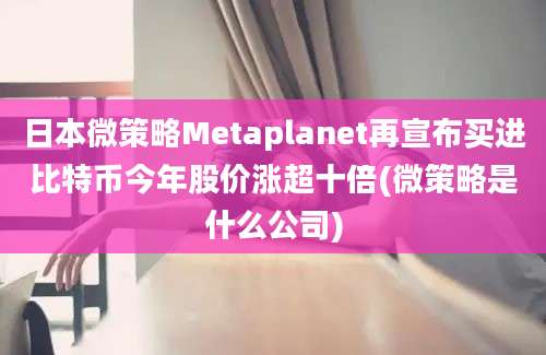 日本微策略Metaplanet再宣布买进比特币今年股价涨超十倍(微策略是什么公司)