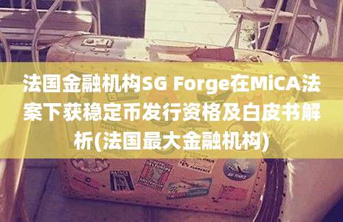 法国金融机构SG Forge在MiCA法案下获稳定币发行资格及白皮书解析(法国最大金融机构)