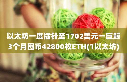 以太坊一度插针至1702美元一巨鲸3个月囤币42800枚ETH(1以太坊)