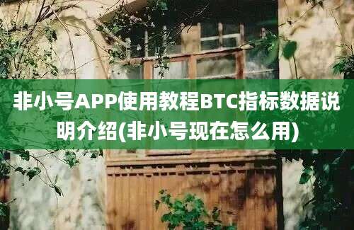 非小号APP使用教程BTC指标数据说明介绍(非小号现在怎么用)