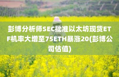 彭博分析师SEC批准以太坊现货ETF机率大增至75ETH暴涨20(彭博公司估值)