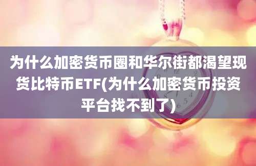 为什么加密货币圈和华尔街都渴望现货比特币ETF(为什么加密货币投资平台找不到了)