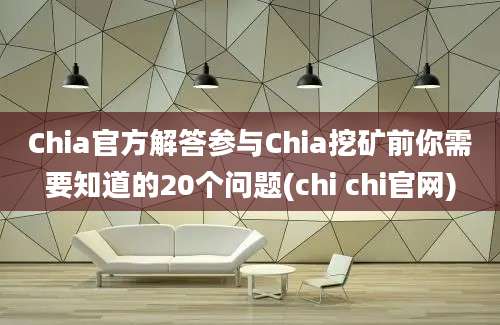 Chia官方解答参与Chia挖矿前你需要知道的20个问题(chi chi官网)