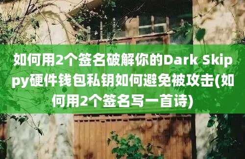 如何用2个签名破解你的Dark Skippy硬件钱包私钥如何避免被攻击(如何用2个签名写一首诗)