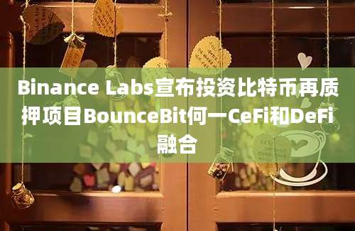 Binance Labs宣布投资比特币再质押项目BounceBit何一CeFi和DeFi融合