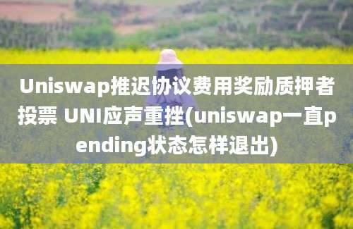 Uniswap推迟协议费用奖励质押者投票 UNI应声重挫(uniswap一直pending状态怎样退出)