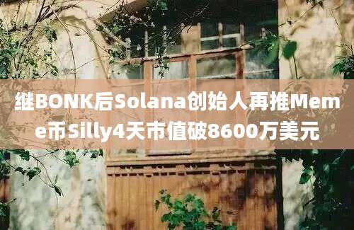 继BONK后Solana创始人再推Meme币Silly4天市值破8600万美元