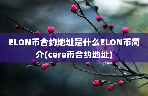 ELON币合约地址是什么ELON币简介(cere币合约地址)