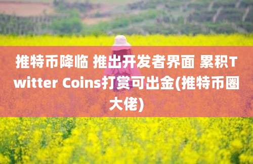 推特币降临 推出开发者界面 累积Twitter Coins打赏可出金(推特币圈大佬)