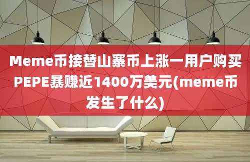 Meme币接替山寨币上涨一用户购买PEPE暴赚近1400万美元(meme币发生了什么)