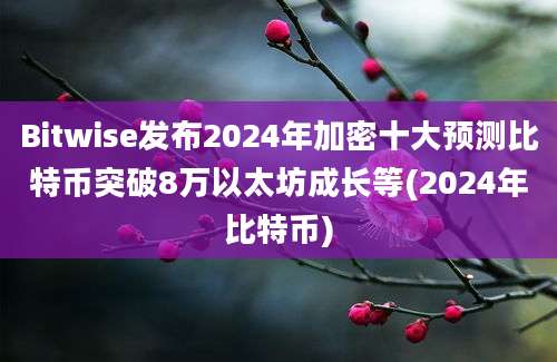 Bitwise发布2024年加密十大预测比特币突破8万以太坊成长等(2024年比特币)