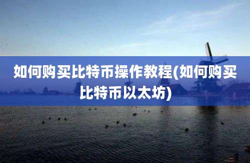 如何购买比特币操作教程(如何购买比特币以太坊)