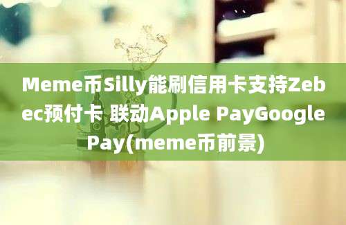 Meme币Silly能刷信用卡支持Zebec预付卡 联动Apple PayGoogle Pay(meme币前景)