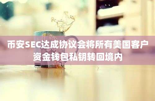 币安SEC达成协议会将所有美国客户资金钱包私钥转回境内