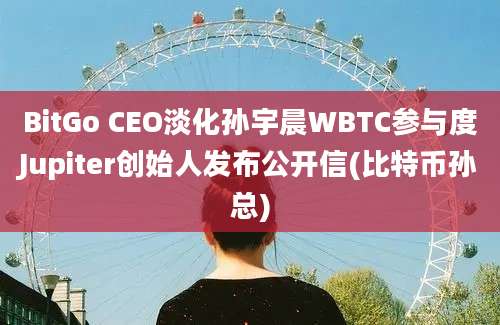 BitGo CEO淡化孙宇晨WBTC参与度Jupiter创始人发布公开信(比特币孙总)