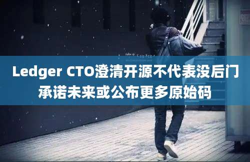 Ledger CTO澄清开源不代表没后门承诺未来或公布更多原始码