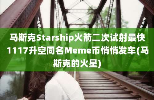 马斯克Starship火箭二次试射最快1117升空同名Meme币悄悄发车(马斯克的火星)