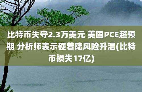 比特币失守2.3万美元 美国PCE超预期 分析师表示硬着陆风险升温(比特币损失17亿)