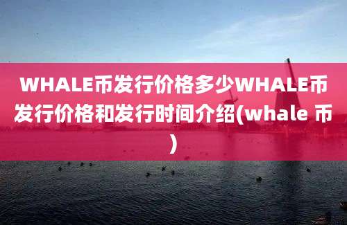 WHALE币发行价格多少WHALE币发行价格和发行时间介绍(whale 币)