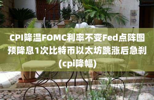 CPI降温FOMC利率不变Fed点阵图预降息1次比特币以太坊跳涨后急刹(cpi降幅)