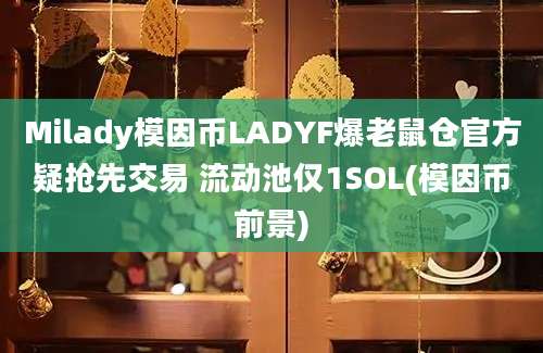 Milady模因币LADYF爆老鼠仓官方疑抢先交易 流动池仅1SOL(模因币前景)