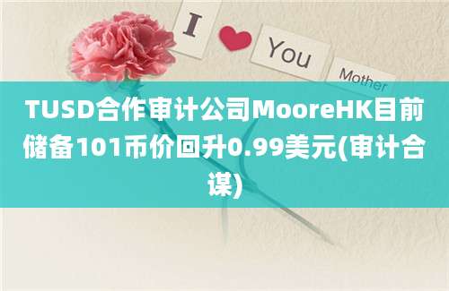 TUSD合作审计公司MooreHK目前储备101币价回升0.99美元(审计合谋)