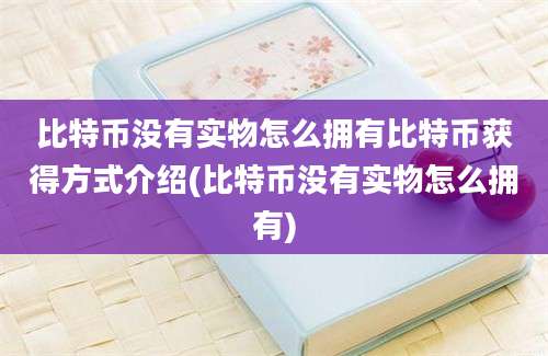 比特币没有实物怎么拥有比特币获得方式介绍(比特币没有实物怎么拥有)