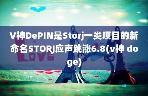 V神DePIN是Storj一类项目的新命名STORJ应声跳涨6.8(v神 doge)