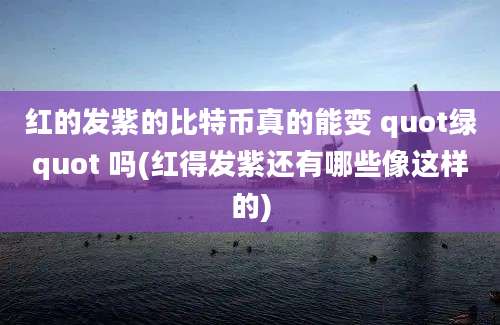 红的发紫的比特币真的能变 quot绿quot 吗(红得发紫还有哪些像这样的)