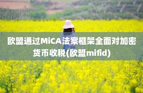 欧盟通过MiCA法案框架全面对加密货币收税(欧盟mifid)