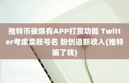 推特币被爆有APP打赏功能 Twitter考虑卖账号名 盼创造新收入(推特骗了钱)