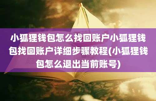 小狐狸钱包怎么找回账户小狐狸钱包找回账户详细步骤教程(小狐狸钱包怎么退出当前账号)