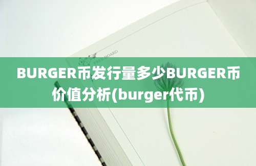 BURGER币发行量多少BURGER币价值分析(burger代币)