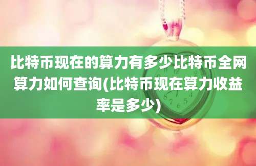 比特币现在的算力有多少比特币全网算力如何查询(比特币现在算力收益率是多少)