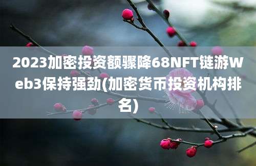 2023加密投资额骤降68NFT链游Web3保持强劲(加密货币投资机构排名)