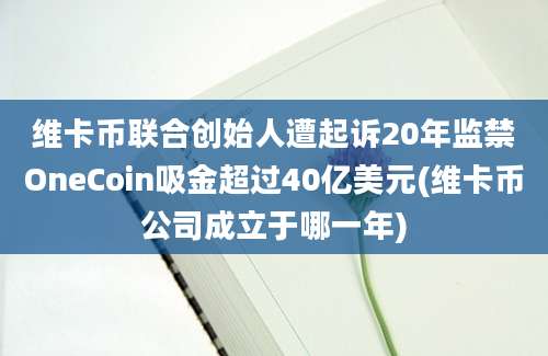 维卡币联合创始人遭起诉20年监禁OneCoin吸金超过40亿美元(维卡币公司成立于哪一年)