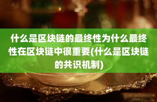 什么是区块链的最终性为什么最终性在区块链中很重要(什么是区块链的共识机制)