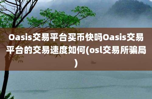 Oasis交易平台买币快吗Oasis交易平台的交易速度如何(osl交易所骗局)