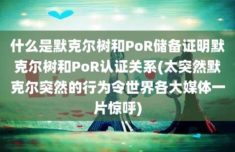 什么是默克尔树和PoR储备证明默克尔树和PoR认证关系(太突然默克尔突然的行为令世界各大媒体一片惊呼)