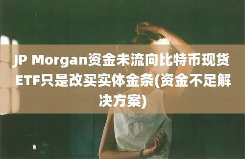 JP Morgan资金未流向比特币现货ETF只是改买实体金条(资金不足解决方案)