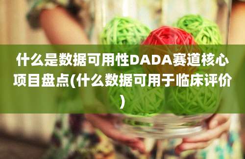 什么是数据可用性DADA赛道核心项目盘点(什么数据可用于临床评价)