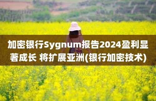 加密银行Sygnum报告2024盈利显著成长 将扩展亚洲(银行加密技术)