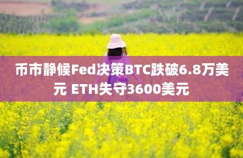 币市静候Fed决策BTC跌破6.8万美元 ETH失守3600美元